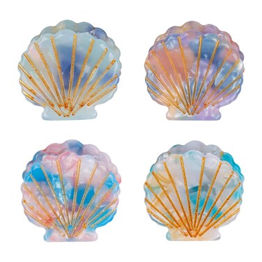 4Pack Ocean Hair Accessories for Women - Blue Mini Starfish Seashell Mermaid Whale Clips, Cute Animal Hair Clips for Girls
