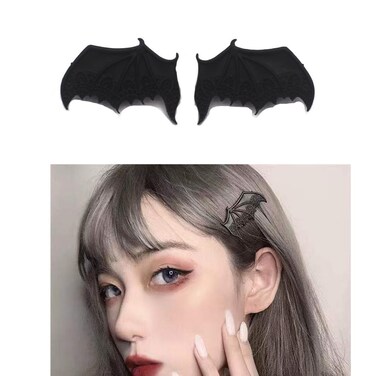 Black Devil Wings Hair Clip Bat Wing Hair Barrette Halloween Bat Hair Clip Cosplay Costume Hair Accessories for Women Girls Devil Wing Hair Pins Goth Horror Hairpins 2Pcs