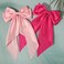 SUSULU Pink Hair Bows for Women, 2pcs Big Hair Bows Long-Tail Pink Ribbon Bows Hot Pink Hair Bows Accessories Hair Barrettes Party Birthday