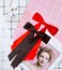 Black Hair Bows for Women - 2Pcs Silkly Satin Hair Ribbon Bow with Metal Clips Hair Accessories for Girls