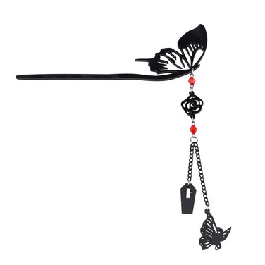 Black Hair Chopsticks Retro Chinese Japanese Hair Pins Butterfly Flower Updo Hair Stick with Tassel Pen Shawl Clips Barrettes Accessories for Women Girl Bun Maker Chignon Holder