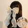 papasgix Hair Clip, Hair Bow Clips for Women, Solid Color Long Silk Ribbon Bow Hair Clip, Champagne, 1 Count