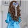 Snowflake Hair Clips Ice Snow Ribbon Big Bow Hair Barrettes Sparkling Frozen Snowflake Princess Hair Bow Christmas Hair Accessory for Princess Dress Up Party Birthday (Blue)