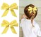 Furling Pompoms Hair Accessories - Cute Ribbon and Candy Color Bow Clips with Tail, 4.7 Inch Barrette for Party, Women and Girls (Yellow 2pcs)