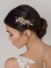 SWEETV Light Rose Gold Wedding Hair Comb Clip,Handmade Bridal Hair Accessories for Women Wedding