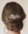 SWEETV Light Rose Gold Wedding Hair Comb Clip,Handmade Bridal Hair Accessories for Women Wedding
