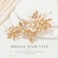 JONKY Flower Bridal Hair Clip Gold Leaf Barrettes Bride Pearl Wedding Headpiece Bride Hair Accessories for Women and Girls