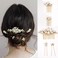 Bridal Pearls Hair Pins Hair Accessories for Brides with 3 PCS Hair Comb 2 PCS Hair Clips Hair Pieces for Women Wedding Engagement Anniversary