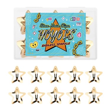 Hoyols 50 Pcs Y2K Gold Star Hair Clips, Small Metal Sparkle Star Barrettes, 2000s Aesthetic Y2K Accessories for Braids Short Long Hair (1.22" 50 Pcs)