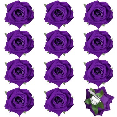 Yilloog 12 Pack Rose Hair Clip Flower 2.8'' Hairpin Floral Brooch Floral Hairclips Mexican Flowers Hairpin Party Supplies for Women Rose Hair Accessories Wedding Pack(Dark Purple)