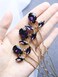Rhinestone Hair Pins 3PCS Wedding Hair Pieces for Brides, Handmade Crystal Bridal Hair Clip for Women Hair Accessories, Daily Party Prom Hair Decoration Bridesmaid Gifts(Purple Gold)