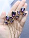 Rhinestone Hair Pins 3PCS Wedding Hair Pieces for Brides, Handmade Crystal Bridal Hair Clip for Women Hair Accessories, Daily Party Prom Hair Decoration Bridesmaid Gifts(Purple Gold)