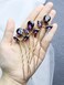Rhinestone Hair Pins 3PCS Wedding Hair Pieces for Brides, Handmade Crystal Bridal Hair Clip for Women Hair Accessories, Daily Party Prom Hair Decoration Bridesmaid Gifts(Purple Gold)