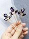 Rhinestone Hair Pins 3PCS Wedding Hair Pieces for Brides, Handmade Crystal Bridal Hair Clip for Women Hair Accessories, Daily Party Prom Hair Decoration Bridesmaid Gifts(Purple Gold)