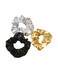 Bronzing Gilding Hair Scrunchies Floppy Metallic Ponytail Holders Gilding Hair Scrunchy BW32 (Black-Gold-Silver)