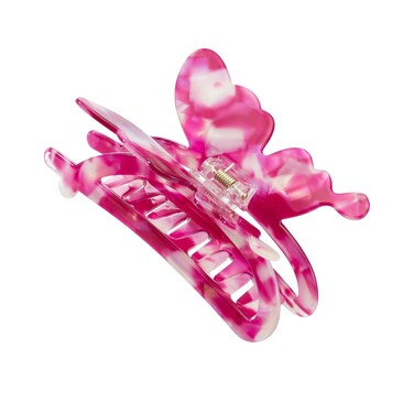 Butterfly Hair Claw Clips for Women, Large Butterfly Hair Clips for Thick Thin Medium Hair Sparkly Acetate Hold Hot Pink Hair Jaw Clips 4.7" Big Butterfly Clips Cute Hair Clips Gifts(rosy）