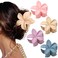 Flower Cute Hair Claw Clips - 4Pcs Nonslip Strong Hold 3 Inch Matte Small Clips for Women and Girls (Pink, Purple, Khaki, Blue)