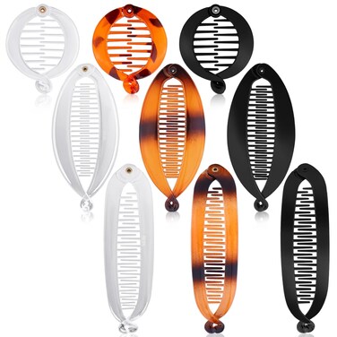 9Pcs French Banana Clip Hair Comb Fishtail Hair Clip Comb and Round Banana Clips for Women Girls, Flexible Ponytail Holder Clips Hair Styling Accessories, Round Ponytail Holders