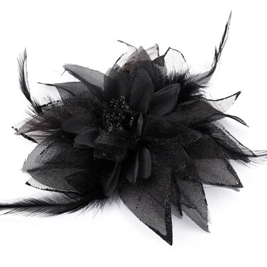 Sibba Flower Hats Clips Hairpin Barrettes Rose Hair Dress Accessories Black Pin Floral Feather Women Girls Dresses For Travel Wedding Prom Party (Flower Stamens Style)