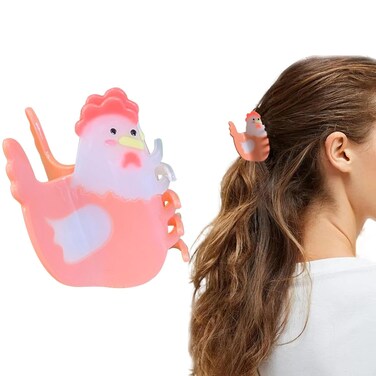 Chicken Claw Hair Clip, Korean Super Cute Animal Hair Clip Acetate Acid Anti-Slip Design Cartoon Barrettes 2024 New Interesting Big Hairpin for Women Girs Hair Accessories （1 PCS-Chicken）