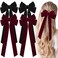 Velvet Hair Bows with Alligator Clips - 4 PCS Hair Accessories for Women, Girls, Teens, and Toddlers - Burgundy and Black Bows