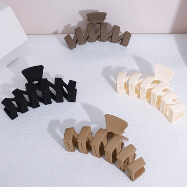 SuPoo Large Hair Clips 4.7" for Thick Hair, Strong Hold Banana Claw and Jumbo Jaw Clips, Cute Big Hair Clips for Women, Hair Styling Accessories, Matte Finish, 4 Count