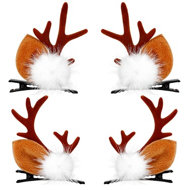 2PCS Christmas Hairpins Antler Girls Hairpins Christmas Headdresses Reindeer Antlers Headbands Christmas Hair Clips Hair Accessories for Girls