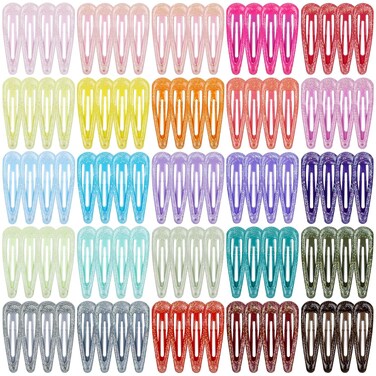 Cinaci 100pcs in 25 Candy Colors 5cm/2" Glitter Metal Snap Hair Clips Non-slip Hair Barrettes Bang Holders for Baby Girls Toddlers Kids Teens