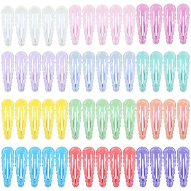 Cinaci 60pcs 5cm/2" in 12 Candy Color Glitter Sequin Metal Snap Hair Clips Non Slip Hair Barrettes Bang Holders Hair Accessories for Toddlers Girls Kids Teens
