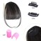 Clip in Bangs 100% Human Hair Clip on Wispy Bangs Fringe with Temples Hairpieces Fake Front Bangs Extensions for Women for Daily Wear (Black)