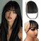 Clip in Bangs 100% Human Hair Clip on Wispy Bangs Fringe with Temples Hairpieces Fake Front Bangs Extensions for Women for Daily Wear (Black)