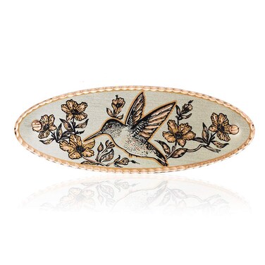 FRONT LINE JEWELRY Women's Hummingbird Hair Clips - Copper Hair Barrettes with Hummingbird and Flower Design Hair Accessories (Hummingbird)
