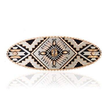 Women&rsquo;s SW Native American Sunburst Hair Clips - Earth-tone Copper French Barrette with Silver Backing. (3.64-Inch-L 1.33-Inch W 44-Inch D). No Slip Grip Oval Shape Hair Accessories