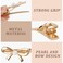 CURASA Metal Pearl Hair Bows For Women Girls 4Pcs Small Sliver Gold Hair Clips Bow Knot Alligator Hair Pins Cute Fashion Hair Accessories For Thick Thin Elegant Hair Barrettes Party Prom Wedding