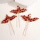 Kercisbeauty 3pcs Red Crystal Hair Piece Set Rhinestones Hair Pins for Wedding Brides Bridesmaid Women Girls Speical Occasion Jewelry for Updo Hair (Red)