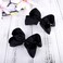 DEEKA 12 PCS 6" Big Hand-made Grosgrain Ribbon Hair Bow Alligator Clips Hair Accessories for Little Teen Toddler Girls - Black