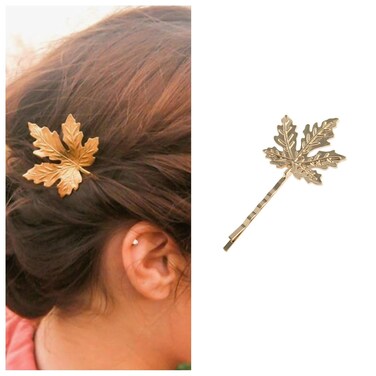 Boho Maple Leaf Hair Clip Barrette Gold Leaf Hairpin Head Clip Metal Leaves Hair Barrette Bobby Pin Gold Bridal Hair Accessories for Women and Girl Headdress