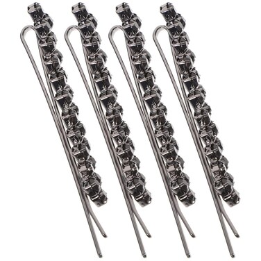 Beaupretty Rhinestone Bobby Pin, hair jewelry bobby pins Crystal Metal Hair Clips Diamond Wedding Bridal Hair Accessories for Women bobby pins decorative rhinestone Ladies (Black)