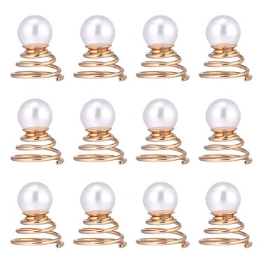 Luxshiny Golden Pearl Spiral Hair Pins 12pcs Swirl Hair Twists Coils Clips Twist Hair Jewelry Metal Alloy Bobby Pins Decorative Hair Accessories for Girls Women Bridal Wedding Prom Party Birthday