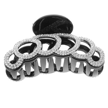 Large Rhinestones Jaw Clips Strong Hair Claw Clips Hair Clamps Hair Accessories for Women (Black White)