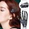 AKOAK 2 Pairs (4 Pcs) Halloween Hair Clip with Skeleton Hand Claw, Female Hair Styling Accessories for Girls (Black)