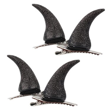 Beaupretty 4 Pieces Halloween Devil Horn Hair Clips Devil Ears Devil Horns Headband Glitter Hair Clips Halloween Hair Clips for Christmas Cosplay Costume (Black)