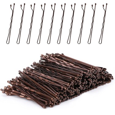 Bobby Pins, 200Count Brown Hair Pins Hairpins with Box for Women Lady Girls Kids Hair Pin Invisible Wave Hairgrip Barrette Hairclip Bulk Hair Accessories (Brown,2.2 Inch)