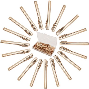 Qearl 50 Pieces 2.36 Inch DIY Alligator Hair Clips Gold Hair Clips with Teeth for Bows DIY Accessories Salon and Baby Girls Bows(6CM)