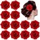 12 Pack Flamenco Dancer Mexican Red Rose Flower Brooches Pins Alligator Hair Clips Barrettes Prom Party Wedding Bridal Hair Accessories Headpieces for Women Girls