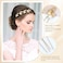7 Pieces Gold Metal Party Prom Wedding Bridal Pearl Rhinestone Flower Hair Clips Barrettes+U-shaped Leaf Hairpins Headpieces Accessories for Brides Bridesmaids Women Girls