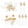 7 Pieces Gold Metal Party Prom Wedding Bridal Pearl Rhinestone Flower Hair Clips Barrettes+U-shaped Leaf Hairpins Headpieces Accessories for Brides Bridesmaids Women Girls