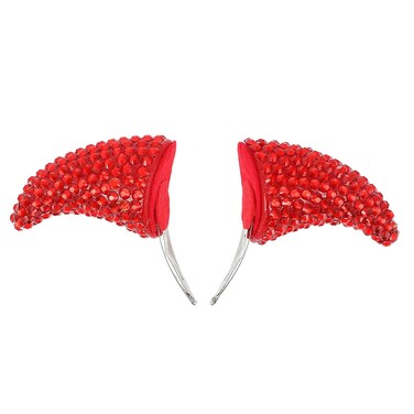 Lurrose Devil Horns Hair Clips Hair Barrettes, Rhinestone Horn Hair Clip Halloween Party Headwear Headpiece for Girls, Women, 2pcs