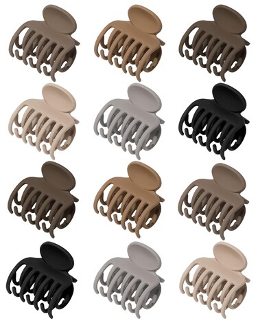 Small Claw Clips for Thin Hair 1.6 '' Matte Cute Hair Clips for Women Double Row Teeth Jaw Clips for Hair Claws Non Slip Strong Hold 12 Pcs Hair Clamps for Girls (1.6'' Double Row Matte Clip
