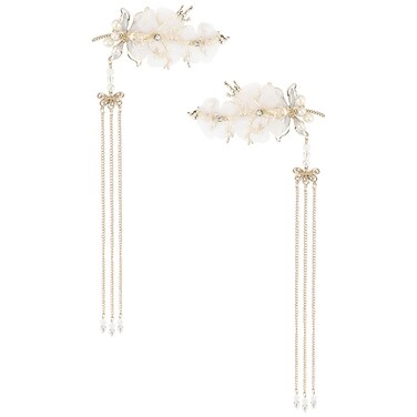 FERCAISH New Dragonfly Tassel Hair Clip, Classic Style Pearl Hair Clip Hair Accessories for Traditional Clothes Festive Wedding Cosplay